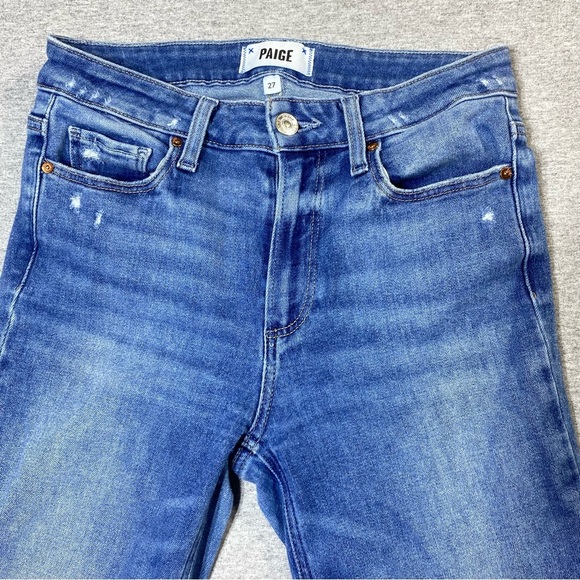 Paige Jeans Womens 27 Blue Hoxton Ankle Skinny Mid Rise Raw Hem Stretch Denim - Picture 3 of 16